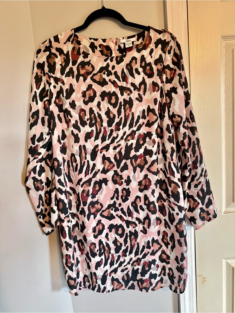 Pink Leopard-Print Scoop Neck Dress
